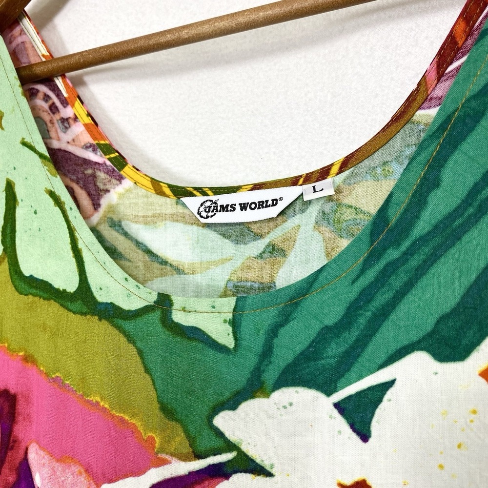 Jams World Sz Large Hattie Dress Mini Floral Tropical Vacation Resort Beach Art - Picture 3 of 4